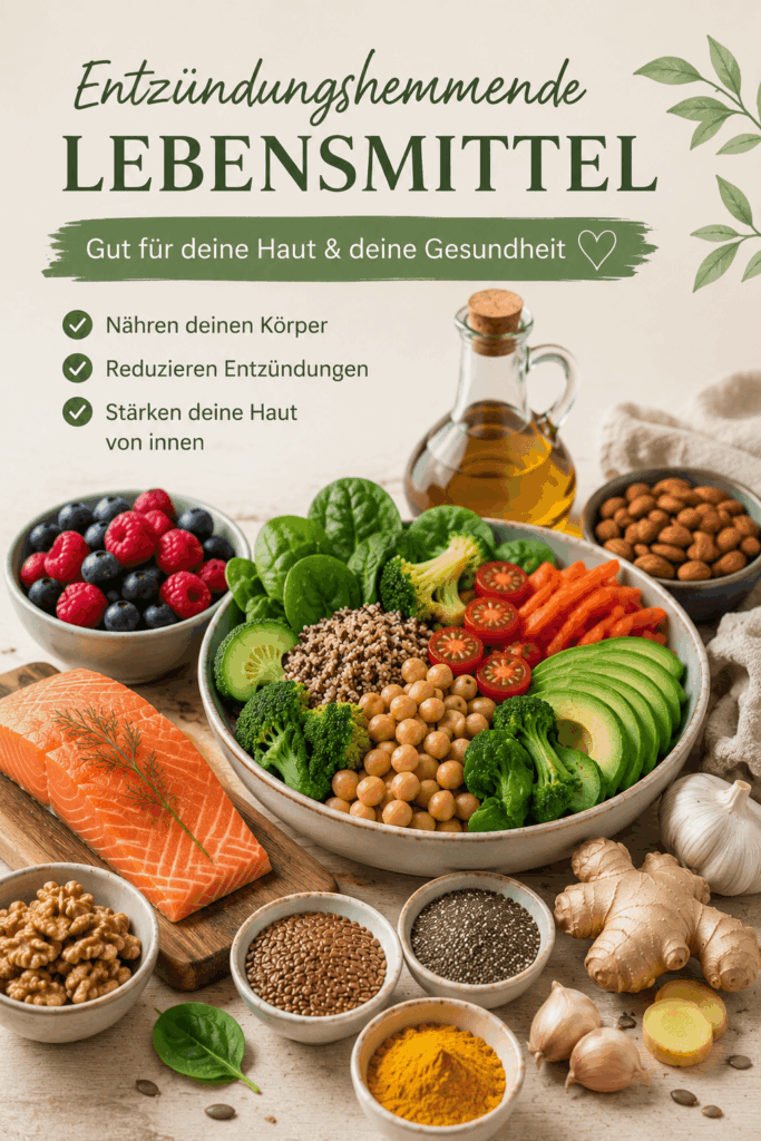 Entzündungshemmende Lebensmittel bei Neurodermitis-Haut – Lachs, Beeren, Kurkuma & Gemüse